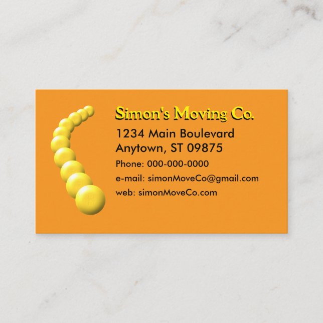 Business Card - Curved Line of Yellow Balls  (Front)