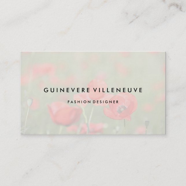 Business card customisable romantic poppy flowers (Front)