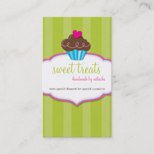 BUSINESS CARD cute bold cupcake lime green pink