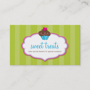 BUSINESS CARD cute bold cupcake lime green pink