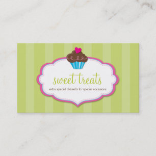 BUSINESS CARD cute bold cupcake lime green pink