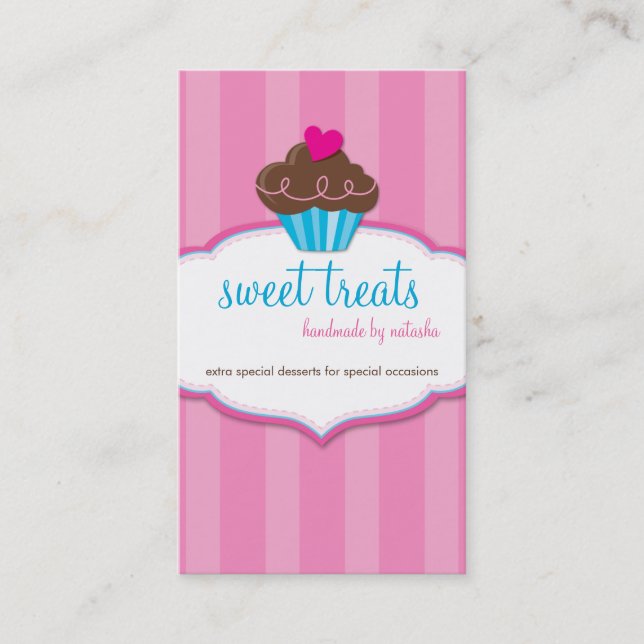 BUSINESS CARD cute bold cupcake pink (Front)