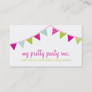 BUSINESS CARD :: cute bunting pink lime mint
