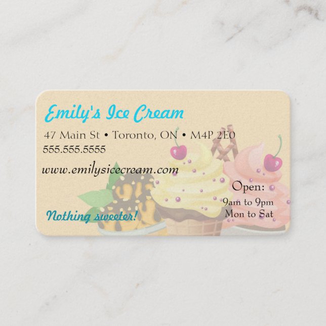 Business Card, Decorative Ice Cream Business Card (Front)