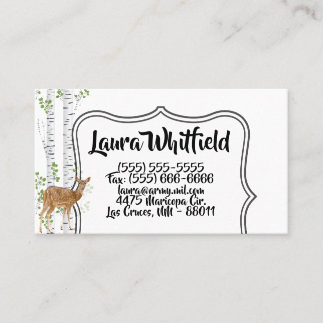 Business Card Deer Doe Buck Forest Woodland Huntin (Front)