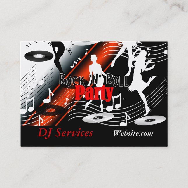 Business Card DJ Disc Jockey Retro Music Party (Front)