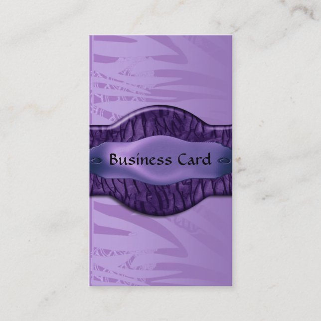 Business Card Elegant African Purple Metal Floral (Front)