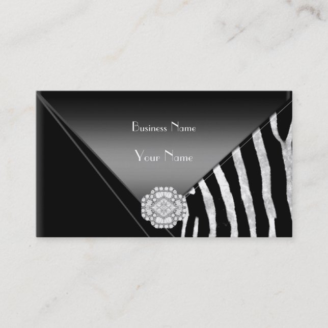 Business Card Elegant Black Diamond Jewel (Front)