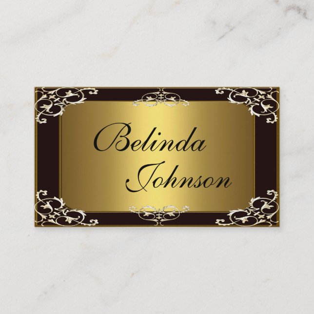 Business Card Elegant Black Gold Elite (Front)