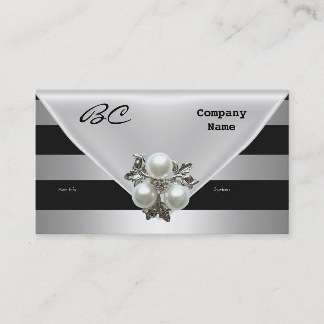 Business Card Elegant Black Pearl Jewel (Front)
