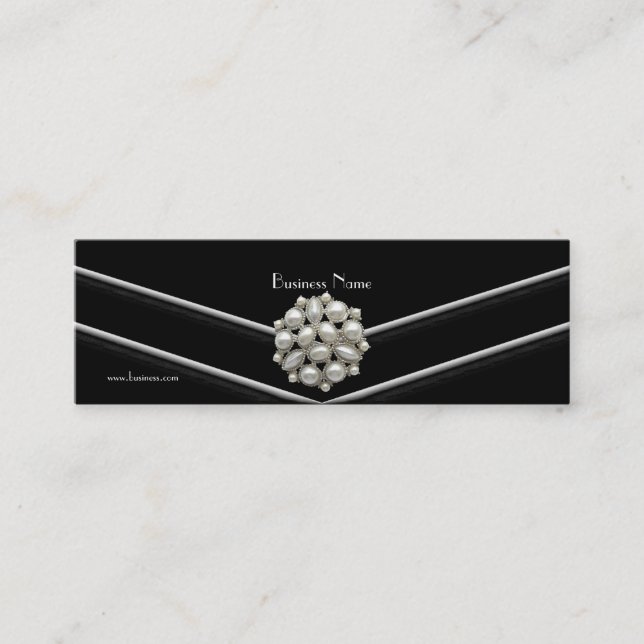 Business Card Elegant Black White Pearl Jewel (Front)