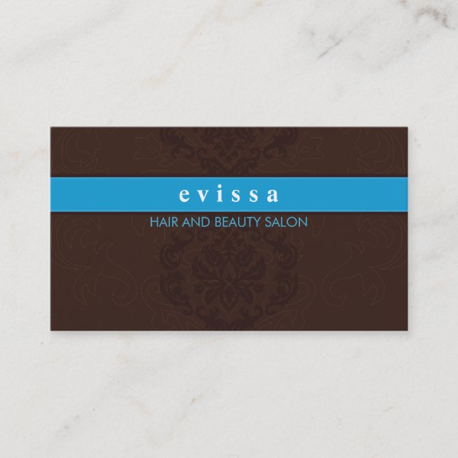 BUSINESS CARD elegant finesse brown aqua blue (Front)