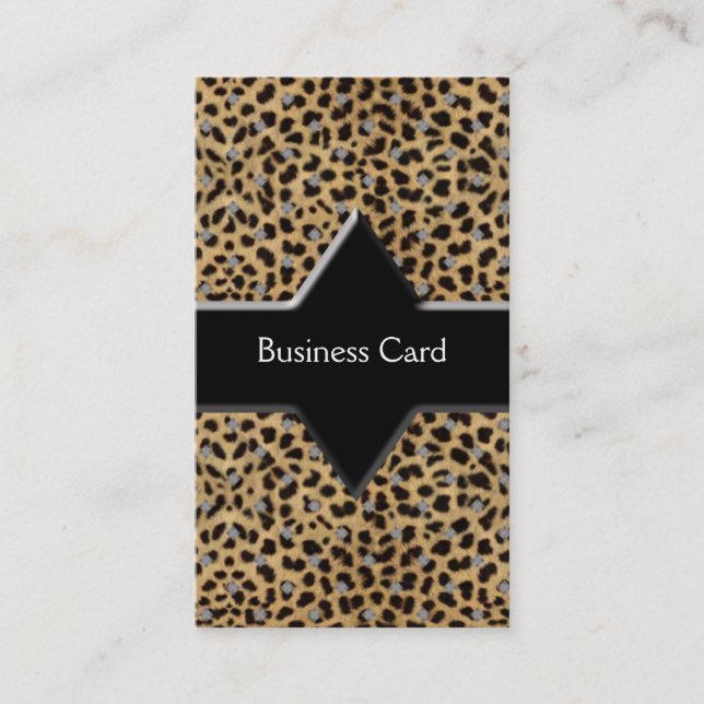 Business Card Elegant Leopard Black (Front)