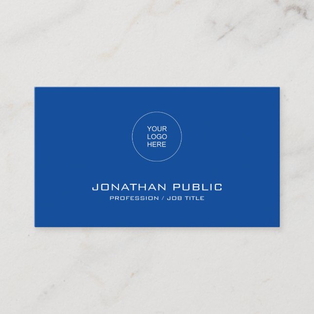 Business Card Elegant Modern Deep Blue Template (Front)