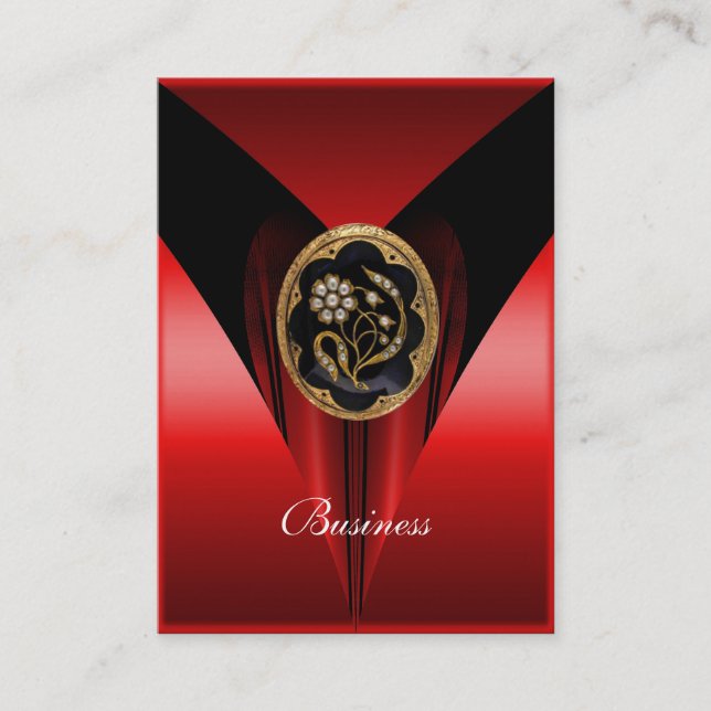 Business Card Elegant Red Black Gold Jewel (Front)
