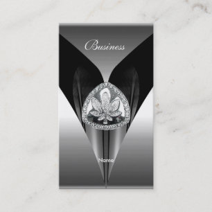 Business Card Elegant Silver Black Chrome Elite 2a