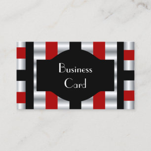 Business Card Elegant Stripe Red White Black