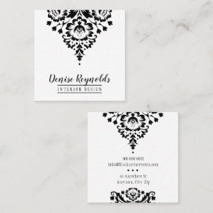 BUSINESS CARD elegant stylish damask black white