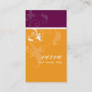 BUSINESS CARD elegant verve foliage orange plum