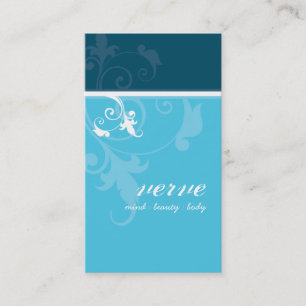 BUSINESS CARD elegant verve foliage teal aqua blue