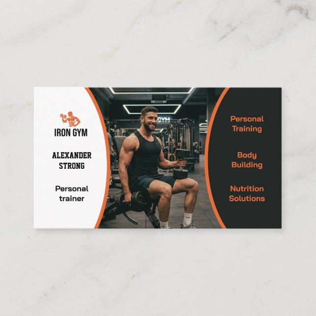 Business card fitness trainer body building gym (Front)