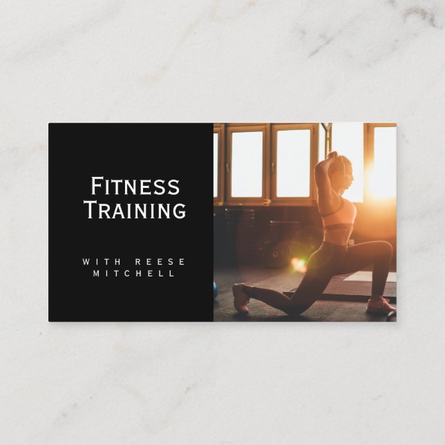 Business Card, Fitness Training Black and White Business Card (Back)