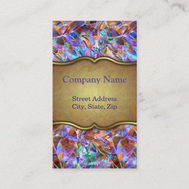 Business Card Floral Abstract Stained Glass (Front)