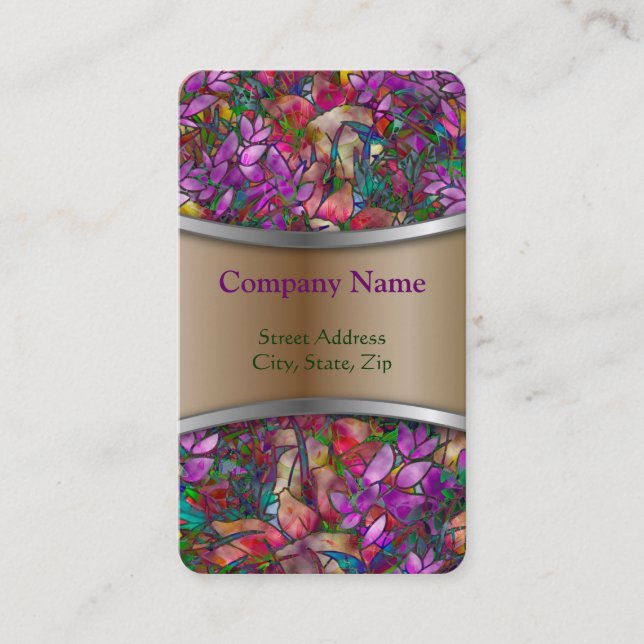 Business Card Floral Abstract Stained Glass (Front)