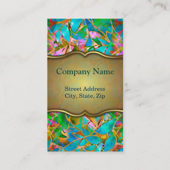 Business Card Floral Abstract Stained Glass (Front)