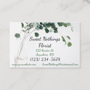 Business Card Floral Florist Leaves Modern