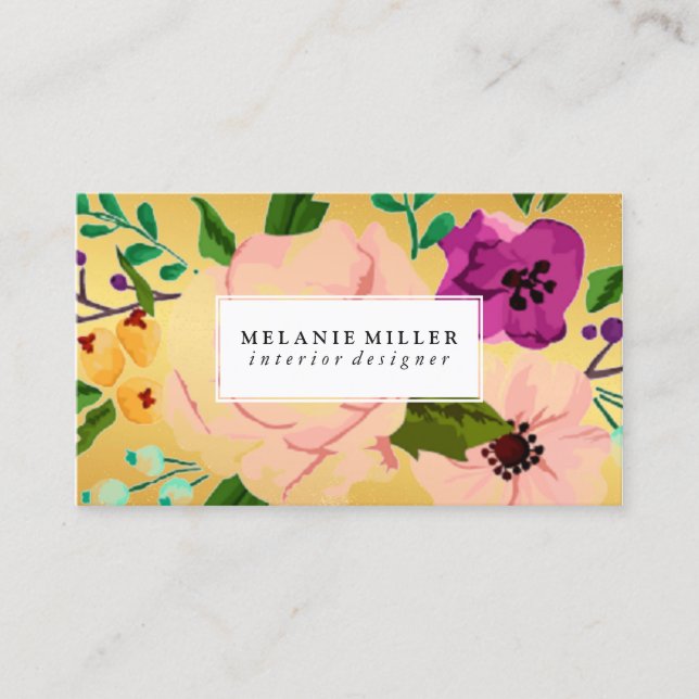 Business Card - Florally Gold (Front)