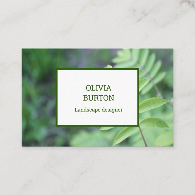 Business card for a landscape designer. (Front)