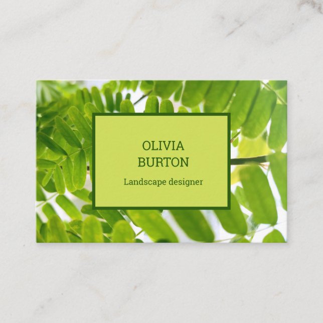 Business card for a landscape designer. (Front)
