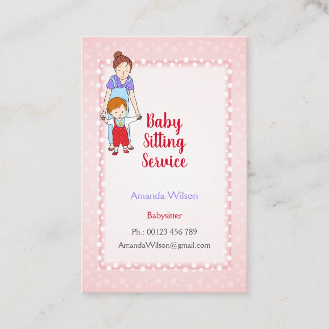 Business card  for babysitter & childcare (Front)