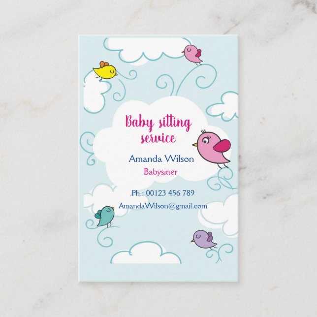 Business card  for babysitter & childcare (Front)