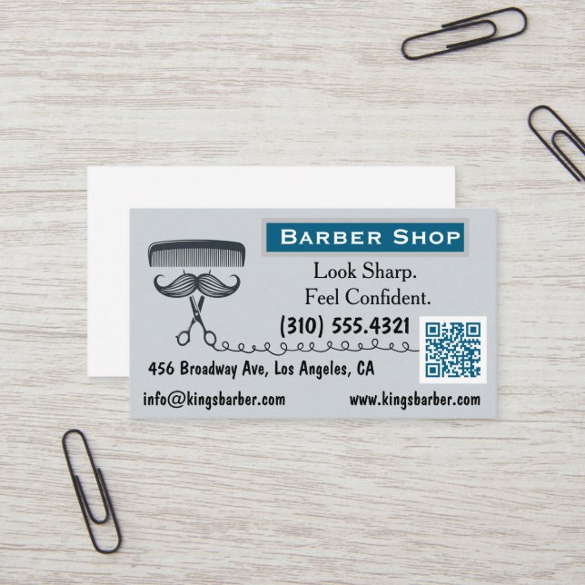 Business Card for Barber (Barbershop) One-Sided QR (Front/Back In Situ)