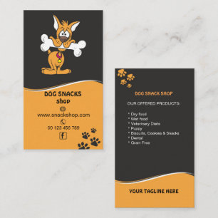 Business card for Dog food snack shop