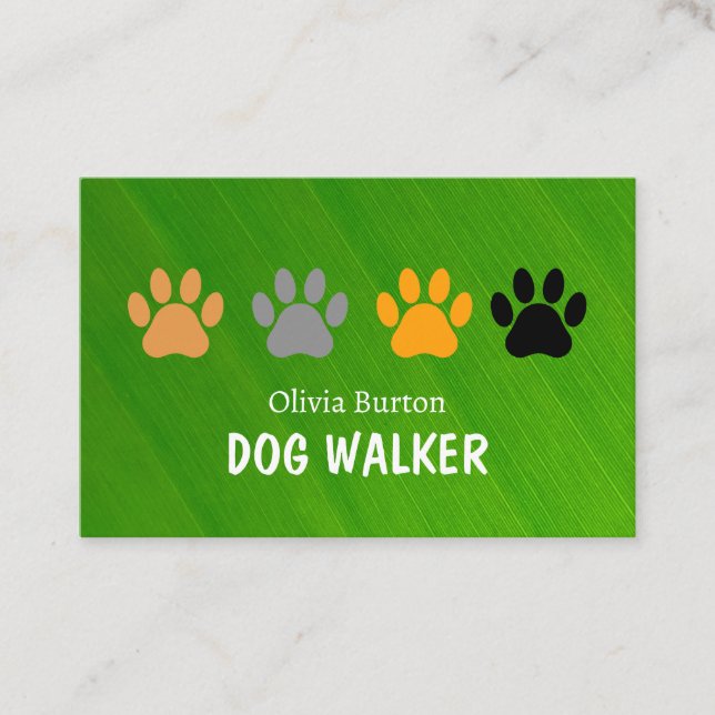 Business card for dog walker. (Front)