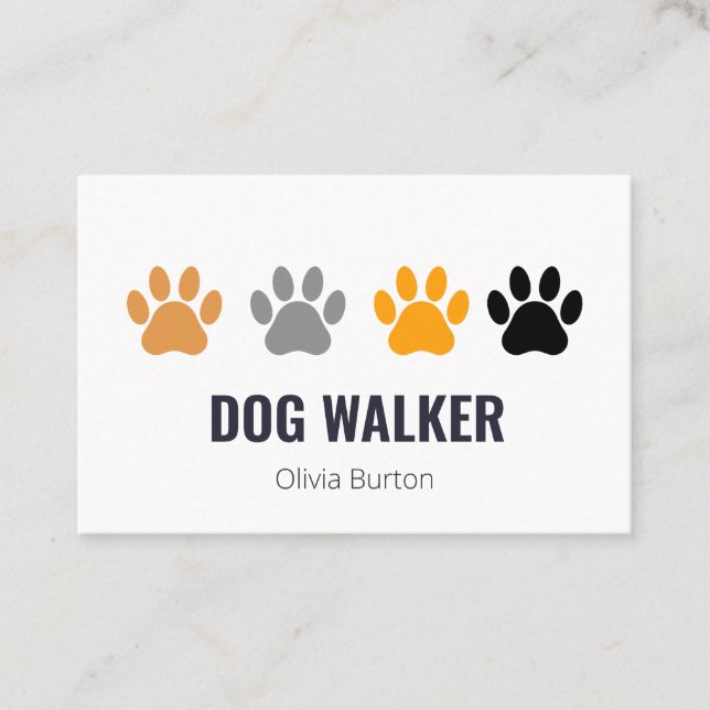 Business card for dog walker. (Front)