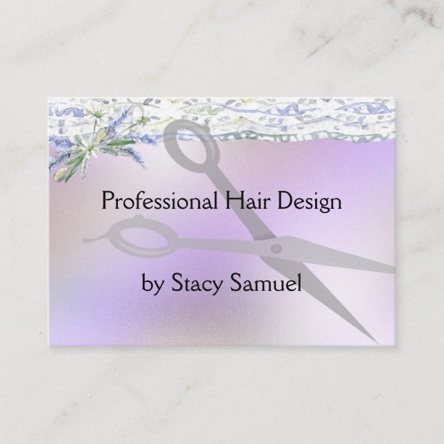 Business Card for Hair Stylist in Mixed Lavender (Front)