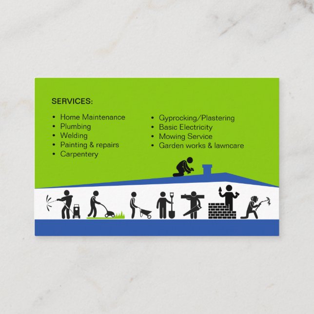 Business Card for Handyman Editable  (Back)