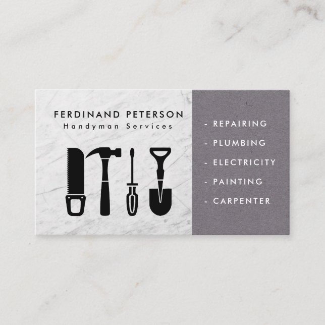 Business card for handyman services with texture (Front)