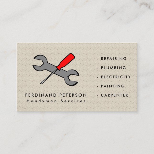 Business card for handyman services with texture (Front)