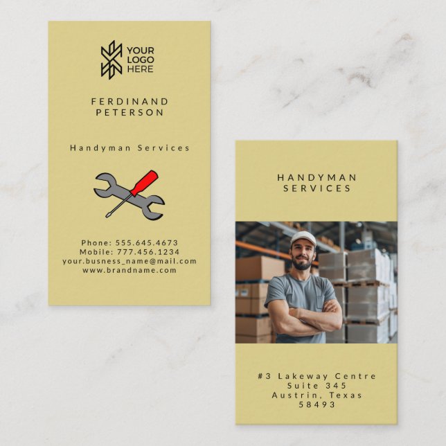 Business card for handyman services with texture (Front/Back)