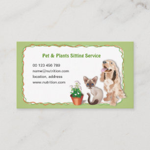 business card for Pet & Plants Sitting Service
