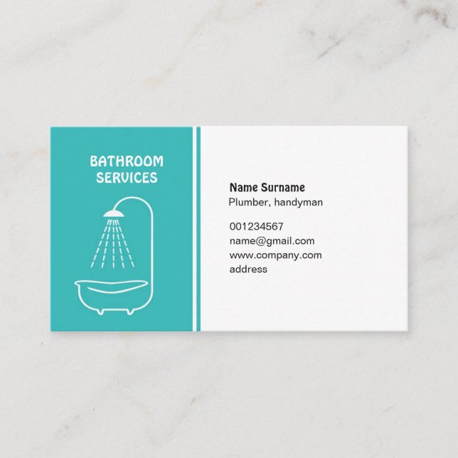 business card for plumber & handyman (Front)