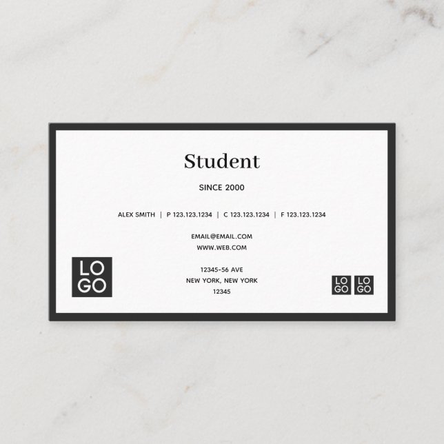 Business Card for Students - Professional Logo (Front)