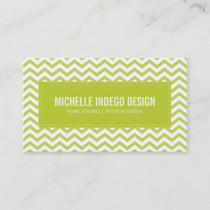 BUSINESS CARD fresh chevron pattern lime green