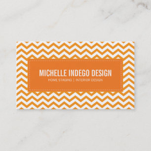 BUSINESS CARD fresh chevron pattern orange