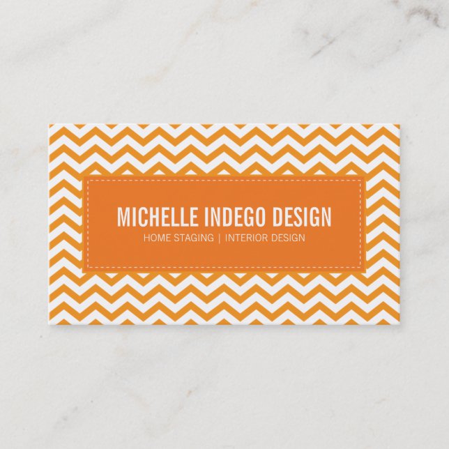 BUSINESS CARD fresh chevron pattern orange (Front)